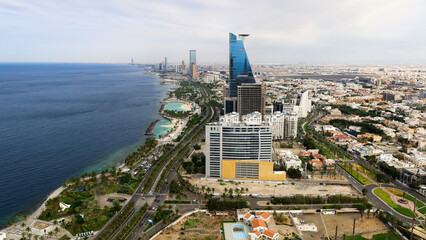 Top view Jeddah city beach Saudi Arabia - Red Sea corniche View , Waterfront
