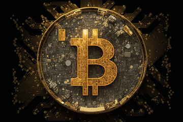 Close-Up Photo of a Bitcoin with Lights: A Golden Crypto Currency Symbol