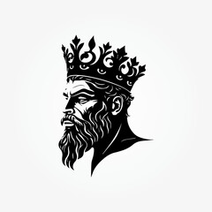 Black and white vector template of a king's head silhouette