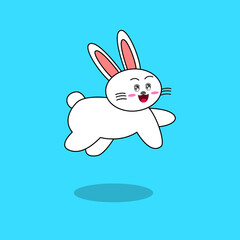 Happy smiling white Rabbit jumping illustration