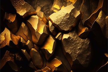 luxury gold mineral rock background, wealth finance, generative ai