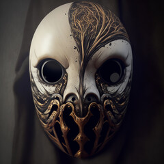 creepy horror Mask Full Face Mask - Generative AI - obrazy, fototapety, plakaty