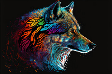 Colorful wolf art