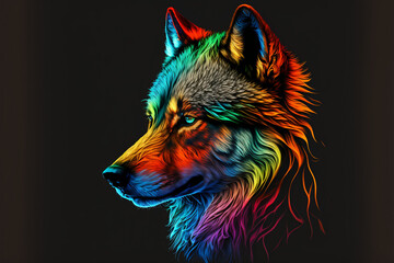 Colorful wolf art - obrazy, fototapety, plakaty
