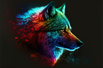Colorful wolf art