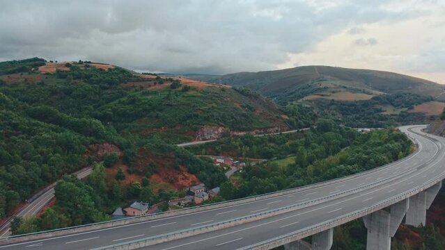 Traffic on the Hemus highway viaduct over Vitinya pass