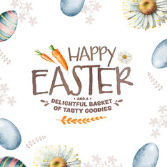 Beautiful Watercolor Easter Eggs Illustration. Greetings for celebration.