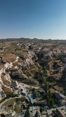 The delightful nature of Cappadocia. Mountains and desert. The view from the drone.