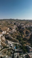 Fototapeta premium The delightful nature of Cappadocia. Mountains and desert. The view from the drone.