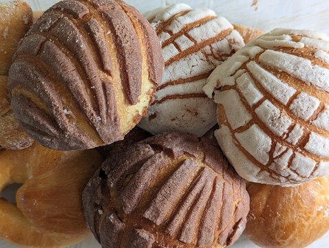 Mexican sweet breads "conchas" and "cuernitos"