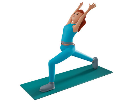 3d illustration of woman doing yoga exercise. A girl doing stretching exercise of yoga 3d illustration