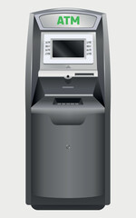 vector ATM machine in gray color isolated on white background
