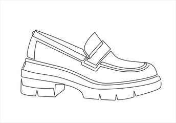 Men's or women Shoes continuous one line drawing minimalism design