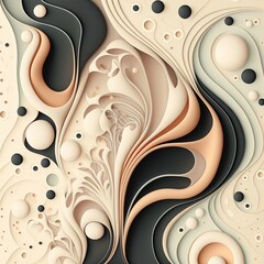Organic shapes, floral composition in neutral colors with wave  accent, generative ai