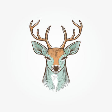 A deer face line art illustration template