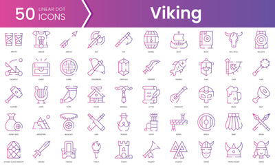 Fototapeta na wymiar Set of viking icons. Gradient style icon bundle. Vector Illustration