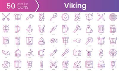 Set of viking icons. Gradient style icon bundle. Vector Illustration