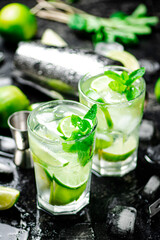 Mojito with mint and ice. 