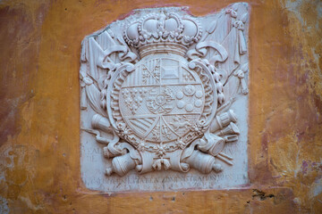 Vintage coat of arms at the naval museum in Cartagena de India