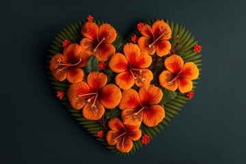Orange Heart Of Flowers - Generative Ai