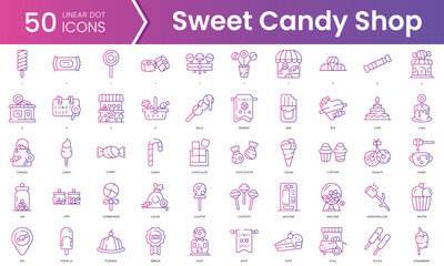 Fototapeta na wymiar Set of sweet candy shop icons. Gradient style icon bundle. Vector Illustration