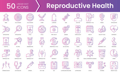 Set of reproductive health icons. Gradient style icon bundle. Vector Illustration