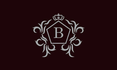 Elegant floral monogram design template for one or two letters such as B. Business sign, identity monogram for restaurant, boutique, hotel, heraldry, jewelry.