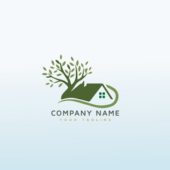 Village Tree vector logo design