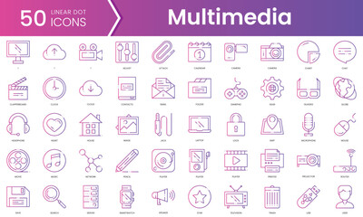 Fototapeta na wymiar Set of multimedia icons. Gradient style icon bundle. Vector Illustration