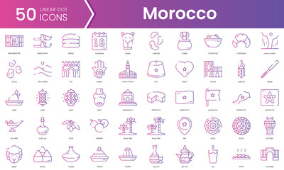 Fototapeta na wymiar Set of morocco icons. Gradient style icon bundle. Vector Illustration
