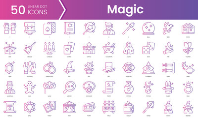 Fototapeta na wymiar Set of magic icons. Gradient style icon bundle. Vector Illustration