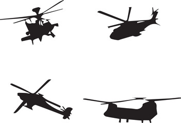 Fototapeta na wymiar helicopter silhouette set