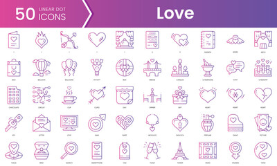 Fototapeta na wymiar Set of love icons. Gradient style icon bundle. Vector Illustration