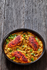 Cheesy Salsa Verde Chicken in dish, top view