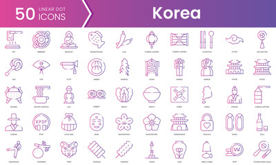 Fototapeta na wymiar Set of korea icons. Gradient style icon bundle. Vector Illustration