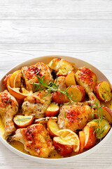 Lemon Garlic Chicken with roast potatoes, top view