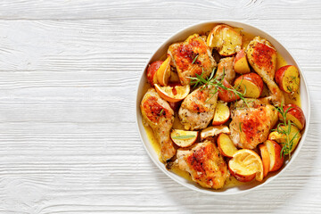 Lemon Garlic Chicken with roast potatoes, top view