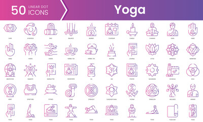 Set of international day of yoga icons. Gradient style icon bundle. Vector Illustration