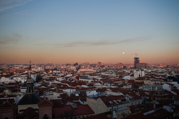city skyline at sunset