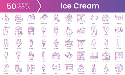 Fototapeta na wymiar Set of ice cream shop icons. Gradient style icon bundle. Vector Illustration
