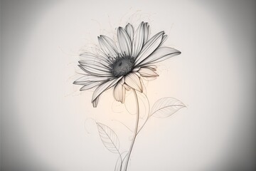  a drawing of a flower with a white background and a light in the middle of the picture is a single flower with a white background and light in the middle of the picture is a. Generative AI
