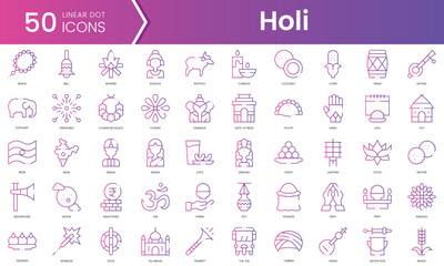 Set of holi icons. Gradient style icon bundle. Vector Illustration
