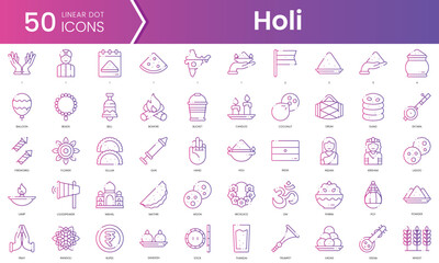 Set of holi icons. Gradient style icon bundle. Vector Illustration