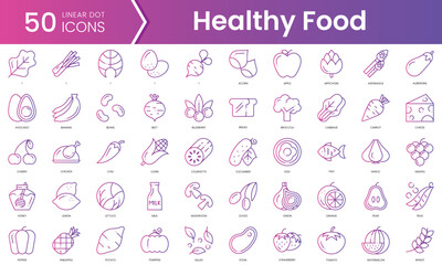 Set of healthy food icons. Gradient style icon bundle. Vector Illustration