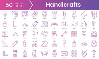 Set of handicrafts icons. Gradient style icon bundle. Vector Illustration - obrazy, fototapety, plakaty