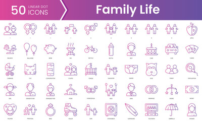Fototapeta na wymiar Set of family life icons. Gradient style icon bundle. Vector Illustration