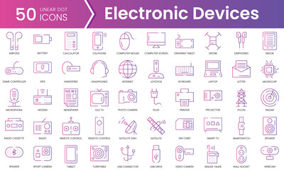Fototapeta na wymiar Set of electronic devices icons. Gradient style icon bundle. Vector Illustration