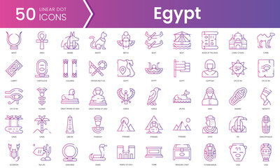 Set of egypt icons. Gradient style icon bundle. Vector Illustration