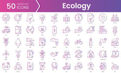 Fototapeta na wymiar Set of ecology icons. Gradient style icon bundle. Vector Illustration