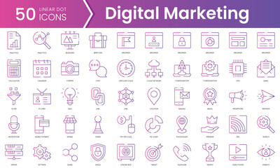 Set of digital marketing icons. Gradient style icon bundle. Vector Illustration